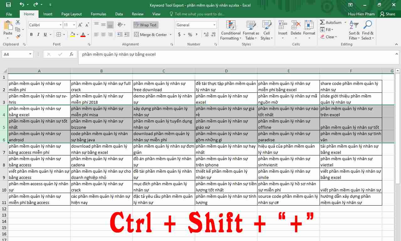 Thêm Hàng, Cột Trong File Excel